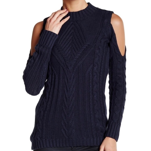 Vince Camuto Black Cold Shoulder Knit Sweater - Picture 1 of 4